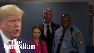 Greta Thunberg stares down Donald Trump as he arrives for UN climate summit [upl. by Gustavus]