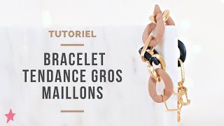 TUTORIEL  DIY Bracelet Gros Maillons Acrylique Tendance Chaîne Métal et Fermoir Cœur [upl. by Nnail]