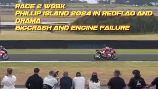 Race 2 wsbk Phillip Island 2024 Alex Lowes won again engine failure RazgatliogluBigcrash Rea [upl. by Ahsia113]