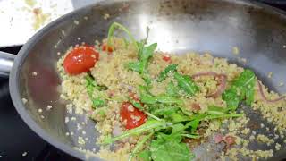 Cómo cocinar quinoa  Cómo preparar quinoa con tocino [upl. by Uhej]