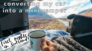 Mini Camper Conversion  First Time Sleeping in my Car in the Scottish Highlands [upl. by Ahsimaj]