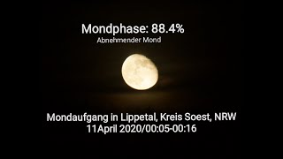 Mondaufgang Abnehmender Mond in Lippetal Kreis Soest Moonrise [upl. by Pickett]