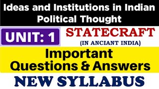 Statecraft in Ancient India Unit1  IDEAS AND INSTITUTIONS IN INDIAN POLITICAL THOUGHT  DU Exam [upl. by Cariotta]