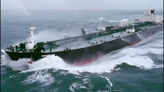 Mega Oil Tanker Ships Sailing Biggest Waves In Storm amp Destructive Hurricane [upl. by Alliuqet]