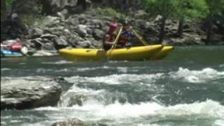 Shredding the Tuolumne River Whitewater Hyside Paddle Cat Action Clavey Falls [upl. by Lahcym353]