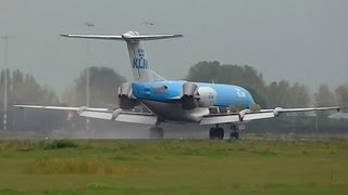 LATE use of thrust reverse on this FOKKER 70 KLM PHKZR at AMS Schiphol [upl. by Eedyak5]