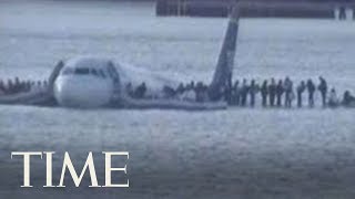 Footage Of The US Airway Plane Landing On Hudson River In 2009  TIME [upl. by Ainesy]