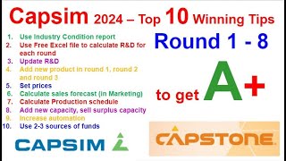 Capsim Guide 2024  Top 10 Winning Tips  Round 1 to Round 8  Capsim Round 7 [upl. by Odrawde661]