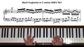 Bach Fughetta in C minor BWV 961 Piano Tutorial [upl. by Gnav229]