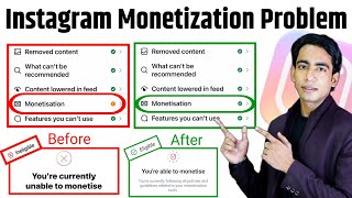 Instagram Monetization Error Problem  Instagram Youre Currently Unable To Monetise Problem [upl. by Kaasi]