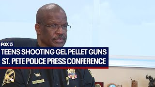 St Pete police chief press conference on gel pellet guns [upl. by Odnomyar]