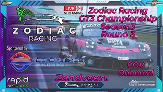 Zodiac Racing POV Onboard GT3 Championship S3 R3 Zandvoort [upl. by Ydnas]