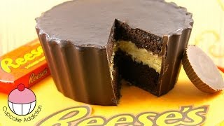 Make a GIANT Reeses Peanut Butter Cup Cake  A Cupcake Addiction How To Tutorial [upl. by Retsevel31]