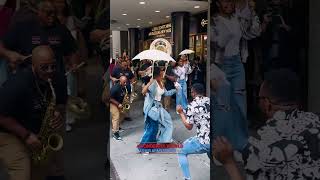 A Second Line Celebration From Times Square to Studio 54 AWonderfulWorldBway [upl. by Ogaitnas]