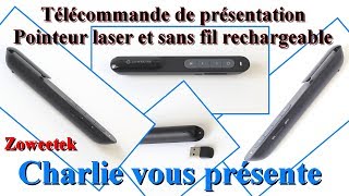 Zoweetek Télécommande de présentation avec pointeur laser pour PowerPoint sans fil rechargeable [upl. by Jeramey464]