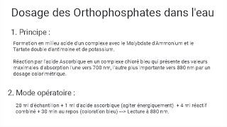 Dosage des Orthophosphates dans lEau PO43 [upl. by Einnhoj]