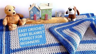 EASY CROCHET BABY BLANKET FOR BEGINNERS [upl. by Areek]