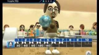 Wii Sports  bowling perfect 300 all curved shot [upl. by Raybin]