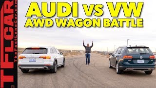 2018 VW Alltrack vs Audi Allroad Drag Race and Gold Mine Hill Mashup Review [upl. by Bergstrom]