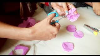 School Activity  Flower Making using Plastic  Garland Making [upl. by Pachton]