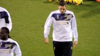 Daniel Agger warming up ahead of Fulham v Liverpool 120214 [upl. by Pip]