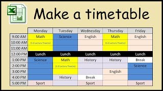 How to make a timetable in Excel [upl. by Goodard]