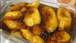 MINATAMIS NA SAGING NA SABA WITH SAGO  HOW TO COOK PLANTAIN BANANAS IN CARAMEL SYRUP WITH TAPIOCA [upl. by Enortna]