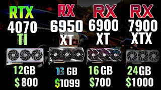 RTX 4070 TI VS RX 7900 XTX 24GB VS RX 6950 XT VS RX 6900 XT 4K GAMING TEST  I9 13900K [upl. by Schroer798]