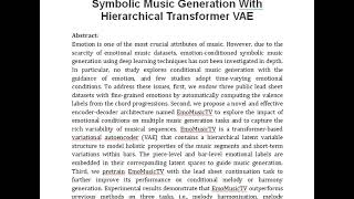 EmoMusicTV Emotion Conditioned Symbolic Music Generation With Hierarchical Transformer VAE [upl. by Atiana520]